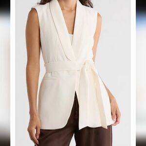 T Tahari Belted Tuxedo Vest
